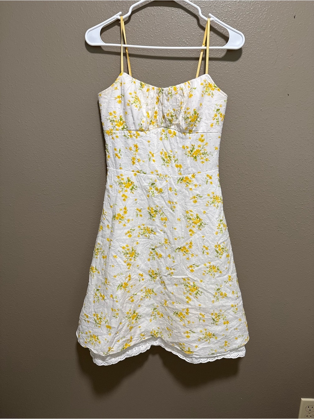 Ruby Rox White Mini Dress with Yellow Floral Print